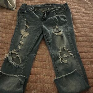 Distressed Blue Jeans